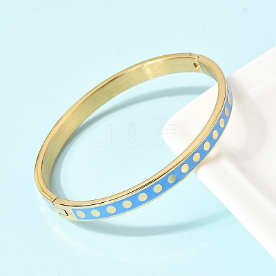 304 Stainless Steel Enamel Bangles BJEW-D408-41G-1