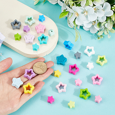 64cs 32 Styles Star Silicone Focal Beads SIL-SC0002-38-1