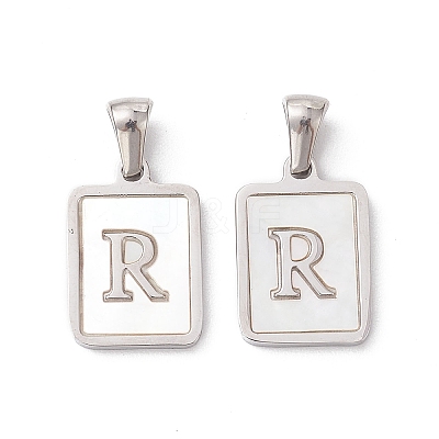 304 Stainless Steel Pave Shell Pendants STAS-G327-01P-R-1