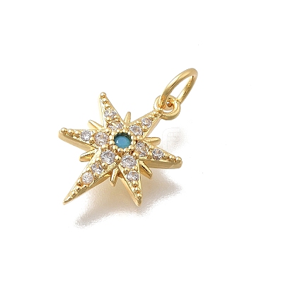 Brass Micro Pave Cubic Zirconia Snaowflake Pendants KK-D431-041A-G-1