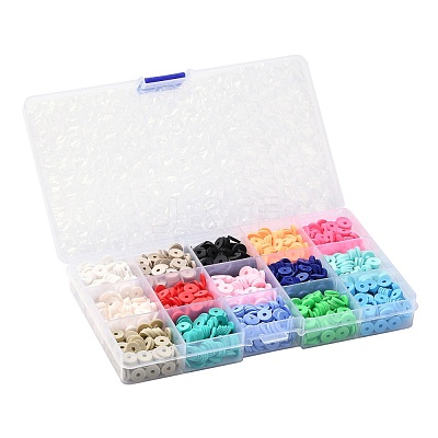 150G 15 Colors Handmade Polymer Clay Beads CLAY-JP0001-12-8mm-1