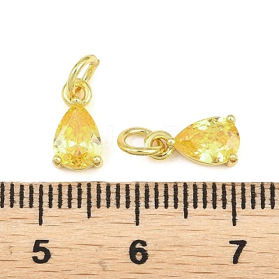 Brass Pave Cubic Zirconia Charms KK-K340-51G-05-1