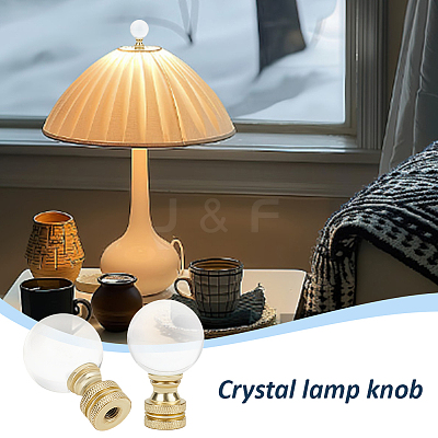 Glass Crystal Lamp Finials with Iron Finish Base FIND-WH0148-176C-1