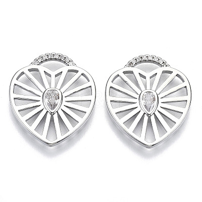 Brass Micro Pave Cubic Clear Zirconia Pendants X-KK-N232-89-NF-1