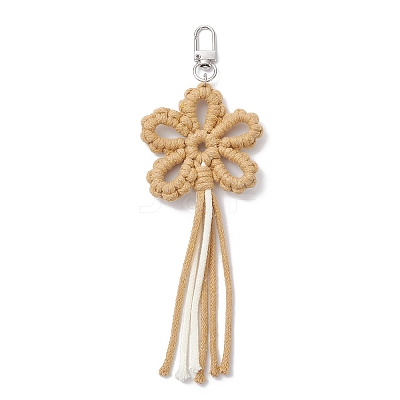 Flower Cotton Threads Pendants Decorations HJEW-TA00399-01-1