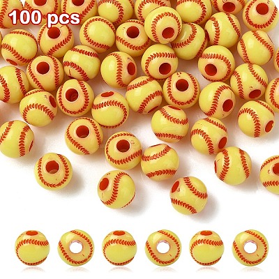 Opaque Acrylic Beads OACR-YW0002-07B-01-1
