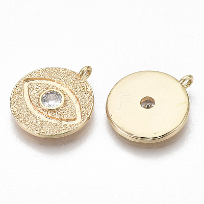 Brass Micro Pave Cubic Zirconia Pendants KK-S356-014G-NF-1