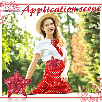 3D Flower Polyester Sequin Brooches for Backpack Clothes JEWB-WH0030-63B-1
