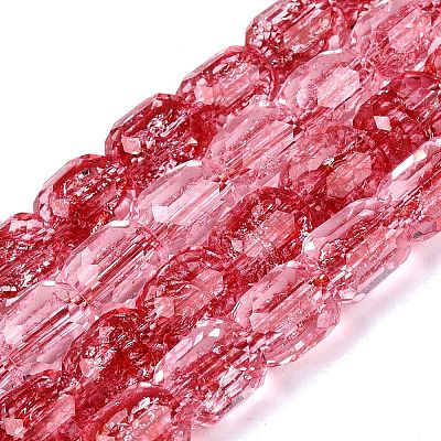 Transparent Crackle Glass Beads Strands GLAA-Q108-04A-08-1