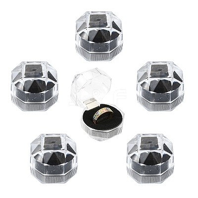 20Pcs Transparent Plastic Ring Boxes OBOX-YW0001-01-1