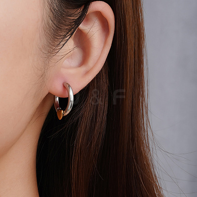 304 Stainless Steel Heart Huggie Hoop Earrings for Women WG7102D-01-1