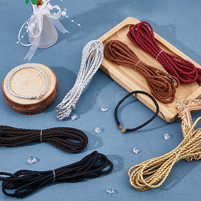 6Pcs 6 Colors Braided Imitation Leather Cords OCOR-DC0001-10B-1