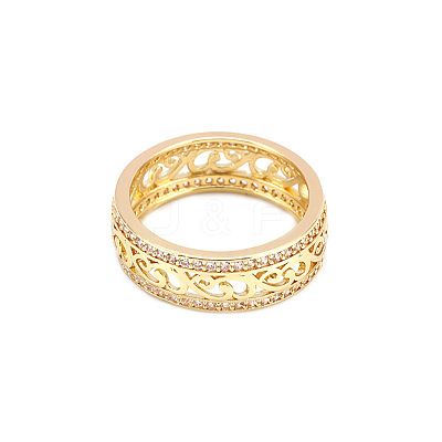 Hollow Out Flower Brass Micro Pave Clear Cubic Zirconia Finger Rings FS-WGD1340-09-1