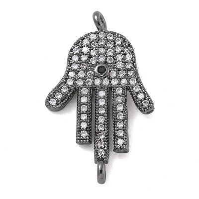 Rack Plating Brass Micro Pave Clear Cubic Zirconia Palm Connector Charms KK-A234-049B-1
