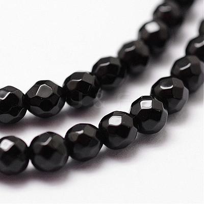 Natural Dyed & Heated Black Onyx Beads Strands G-D840-22-4mm-1