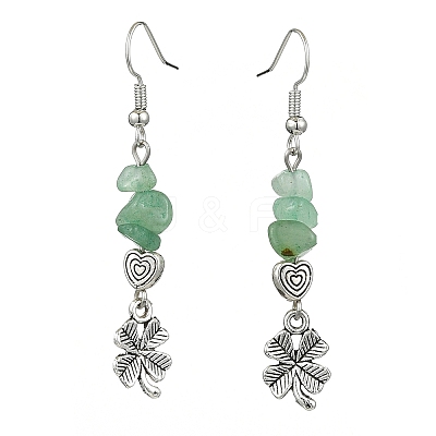 Natural Green Aventurine Chip Dangle Earrings Set for Women EJEW-JE06249-01-1