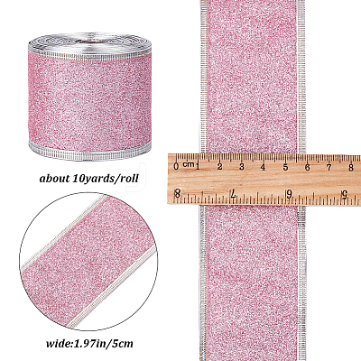 Sparkle Wired Edge Polyester Ribbon OCOR-WH0071-026C-1