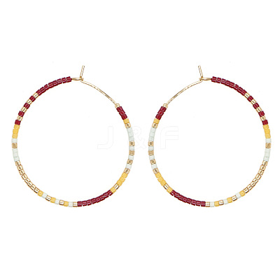 Handmade Glass Seed Beads Hoop Earrings LS-HQ0649-1-1