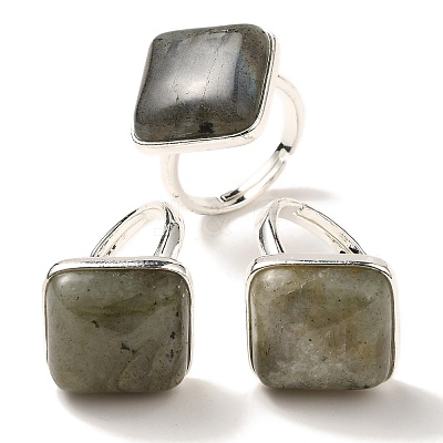 Natural Labradorite Adjustable Rings RJEW-H240-01S-13-1