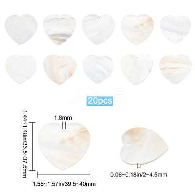 20Pcs Freshwater Shell Pendants SHEL-SC0001-19-1