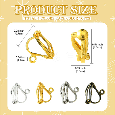 80Pcs 8 Colors Brass Clip-on Earring Findings FIND-YW0005-35-1