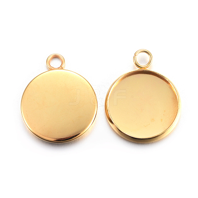 Rack Plating 304 Stainless Steel Pendant Cabochon Settings STAS-F191-14G-D-1