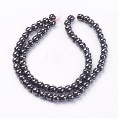 Non-Magnetic Synthetic Hematite Beads Strands G-H1624-6mm-1-1
