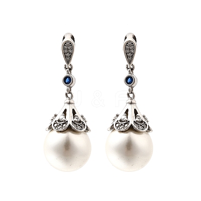 Shell Pearl Round Pendants STER-L067-02P-1