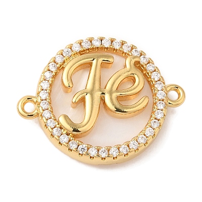 Rack Plating Brass Micro Pave Clear Cubic Zirconia Fe Connector Charms X-KK-L220-003G-02-1
