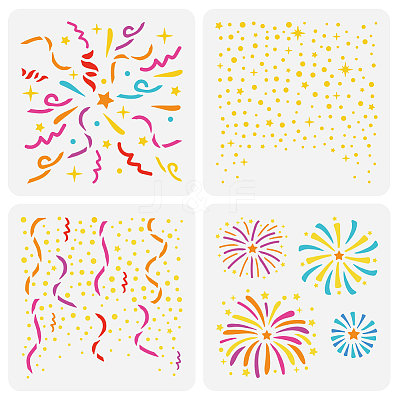 4Pcs 4 Styles PET Hollow Out Drawing Painting Stencils DIY-WH0394-0152-1