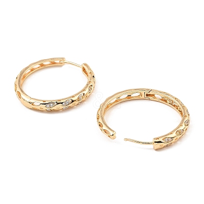 Brass Micro Pave Cubic Zirconia Hoop Earring EJEW-D078-49KCG-1