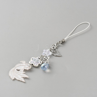 Fish Alloy Acrylic Mobile Straps HJEW-WH0036-125A-1