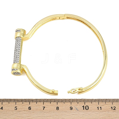Brass Micro Pave Clear Cubic Zirconia Bangles for Women BJEW-D368-01G-1