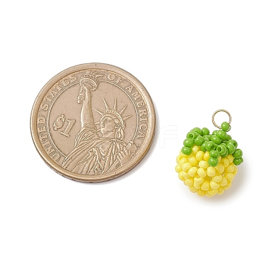 Glass Seed Beaded Tomato Pendants PALLOY-MZ01081-03-1