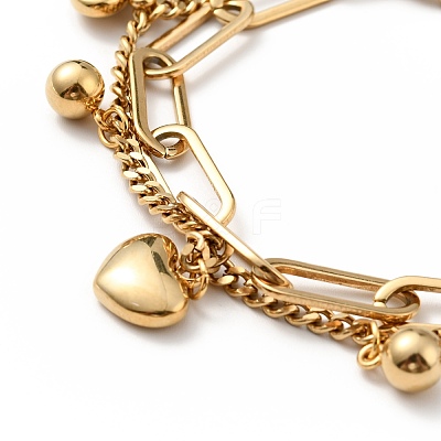 Acrylic Heart and Round Ball Charm Multi-strand Bracelet BJEW-G639-11G-1
