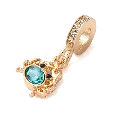 Rack Plating Alloy Rhinestone European Dangle Charms PALLOY-S189-38G-02-1