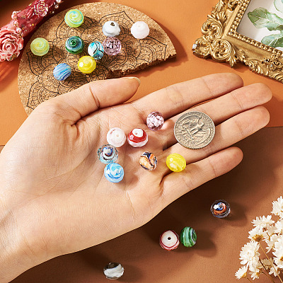 20Pcs 10 Colors Handmade Lampwork Beads LAMP-TA0001-21-1