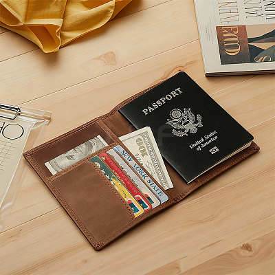 Rectangle Leather Travel Passport Wallet Cover AJEW-WH20096-54C-1
