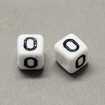 Large Hole Acrylic Letter European Beads X-SACR-Q103-6mm-01O-1