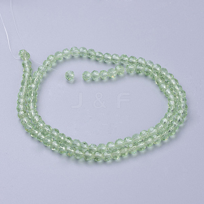 Faceted(32 Facets) Round Glass Beads Strands X-EGLA-J042-4mm-01-1
