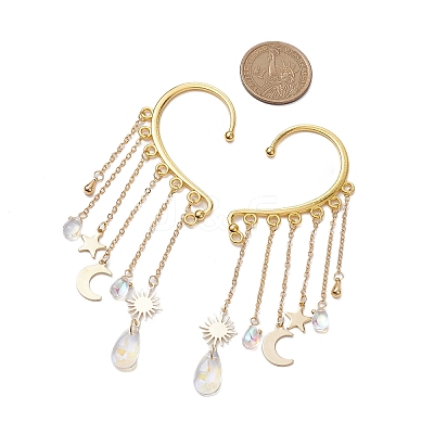 Teardrop Glass Beaded Dangle Earrings EJEW-TA00524-1