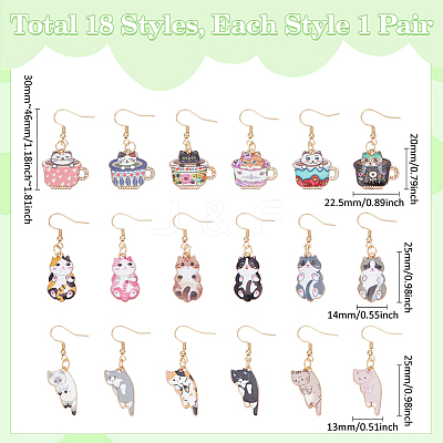 18Pair 304 Stainless Steel Cat Shape Dangle Earrings EJEW-UN00018-1