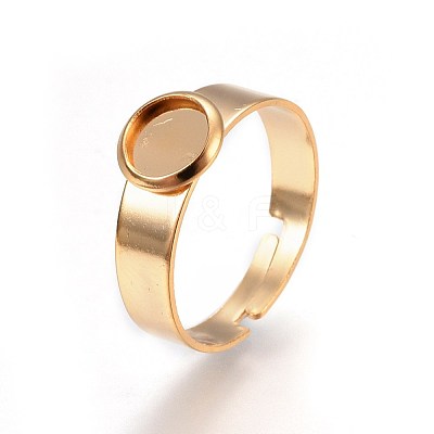Adjustable 201 Stainless Steel Finger Rings Components X-STAS-G187-01G-6mm-1-1