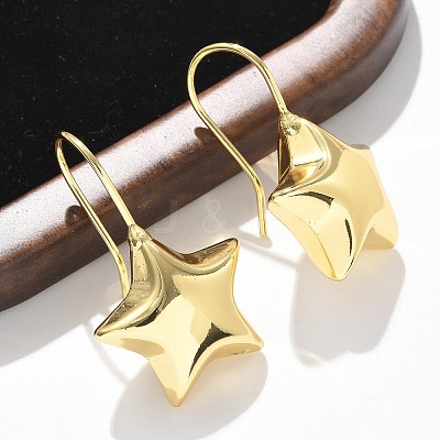 Star Brass Dangle Earrings EJEW-B132-05G-1