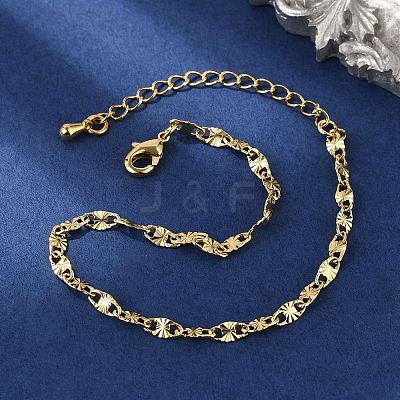 Brass Oval Link Chain Bracelets for Women Men BJEW-F494-04G-1