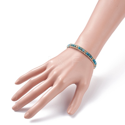 Round Natural Apatite Beaded Bracelet BJEW-TA00038-05-1