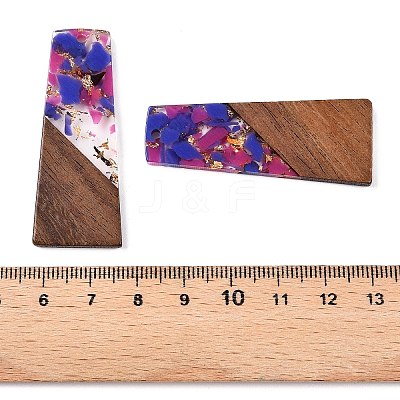 Opaque Resin & Walnut Wood Pendants RESI-T058-04F-1
