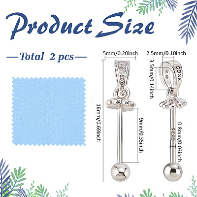 2Pcs 925 Sterling Silver Rhinestone Pendant Bails FIND-ME0001-74B-1