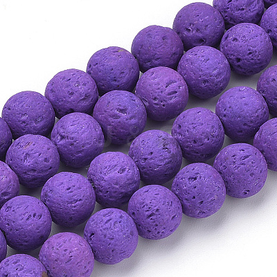 Synthetic Lava Rock Beads Strands G-S277-8mm-06-1