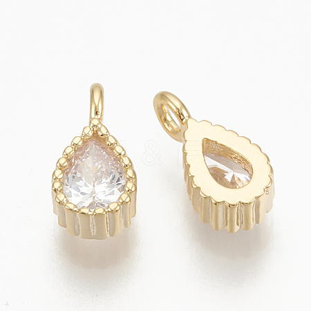 Brass Cubic Zirconia Charms ZIRC-Q014-057G-1